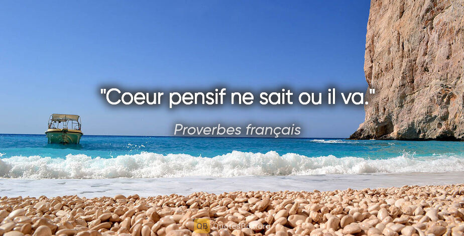Proverbes français citation: "Coeur pensif ne sait ou il va."