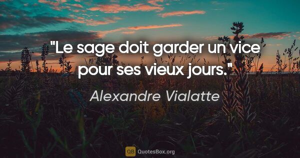 Alexandre Vialatte citation: "Le sage doit garder un vice pour ses vieux jours."
