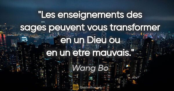 Wang Bo citation: "Les enseignements des sages peuvent vous transformer en un..."