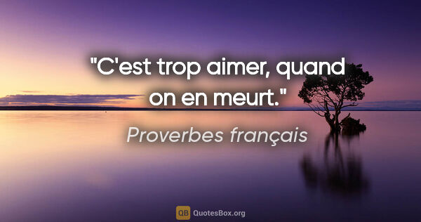 Proverbes français citation: "C'est trop aimer, quand on en meurt."