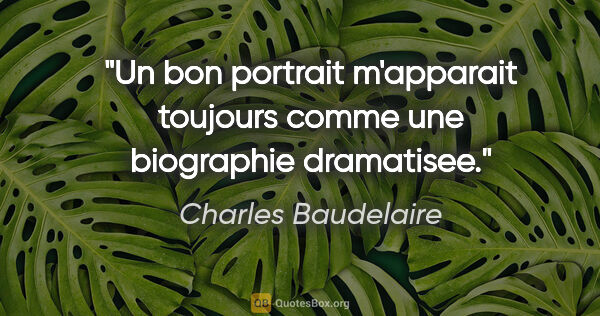 Charles Baudelaire citation: "Un bon portrait m'apparait toujours comme une biographie..."