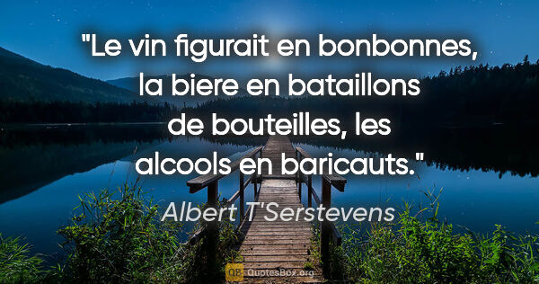 Albert T'Serstevens citation: "Le vin figurait en bonbonnes, la biere en bataillons de..."