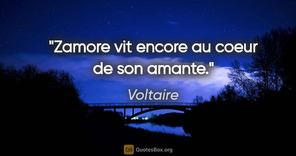 Voltaire citation: "Zamore vit encore au coeur de son amante."