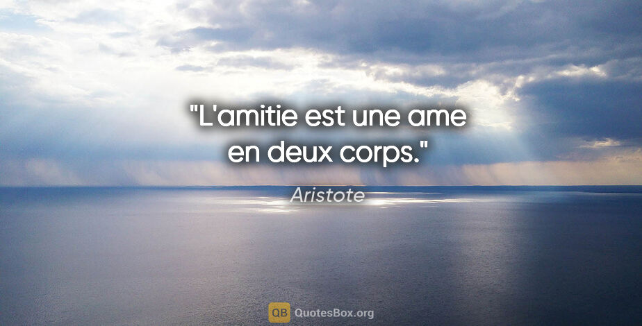 Aristote citation: "L'amitie est une ame en deux corps."