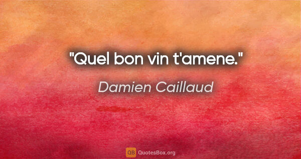 Damien Caillaud citation: "Quel bon vin t'amene."