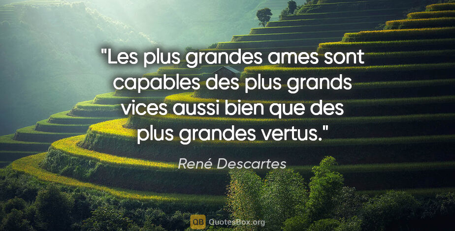 René Descartes citation: "Les plus grandes ames sont capables des plus grands vices..."