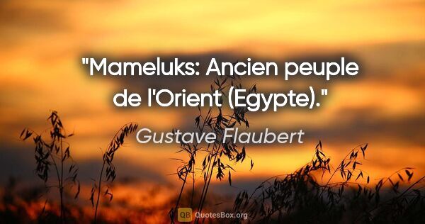 Gustave Flaubert citation: "Mameluks: Ancien peuple de l'Orient (Egypte)."