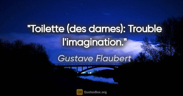 Gustave Flaubert citation: "Toilette (des dames): Trouble l'imagination."