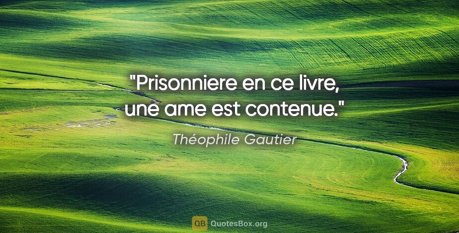 Théophile Gautier citation: "Prisonniere en ce livre, une ame est contenue."