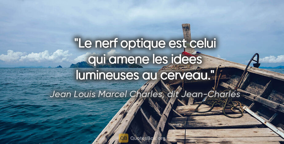 Jean Louis Marcel Charles, dit Jean-Charles citation: "Le nerf optique est celui qui amene les idees lumineuses au..."
