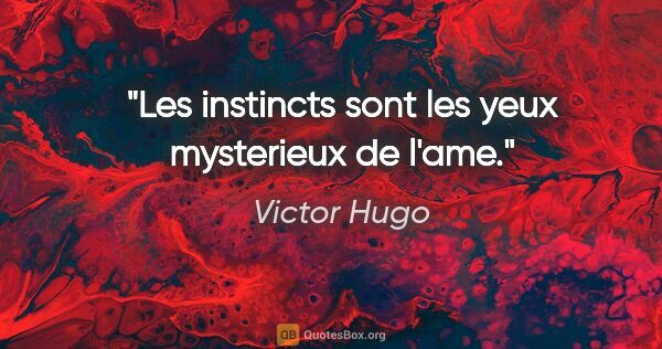 Victor Hugo citation: "Les instincts sont les yeux mysterieux de l'ame."