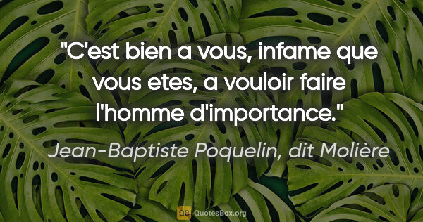 Jean-Baptiste Poquelin, dit Molière citation: "C'est bien a vous, infame que vous etes, a vouloir faire..."