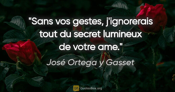 José Ortega y Gasset citation: "Sans vos gestes, j'ignorerais tout du secret lumineux de votre..."