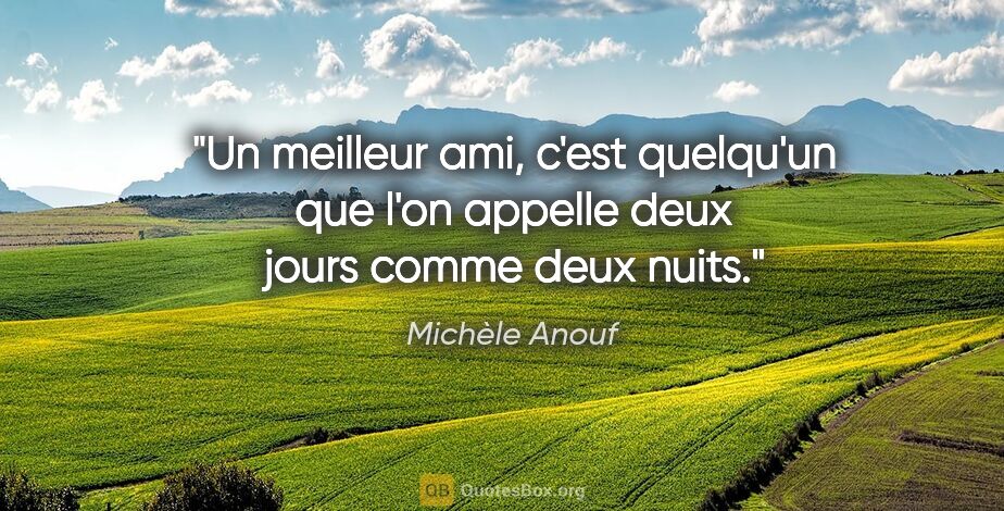 Michèle Anouf citation: "Un meilleur ami, c'est quelqu'un que l'on appelle deux jours..."