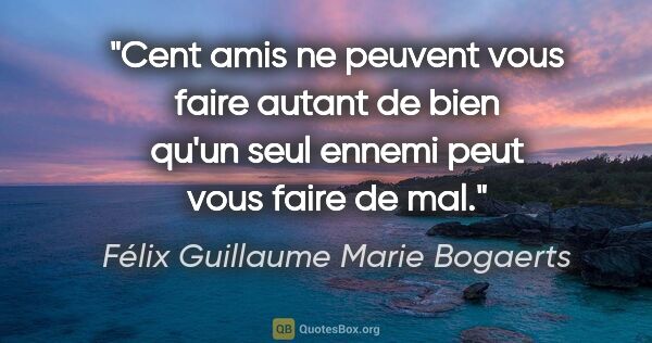 Félix Guillaume Marie Bogaerts citation: "Cent amis ne peuvent vous faire autant de bien qu'un seul..."