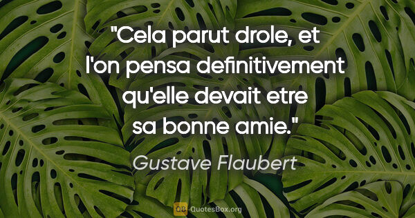 Gustave Flaubert citation: "Cela parut drole, et l'on pensa definitivement qu'elle devait..."