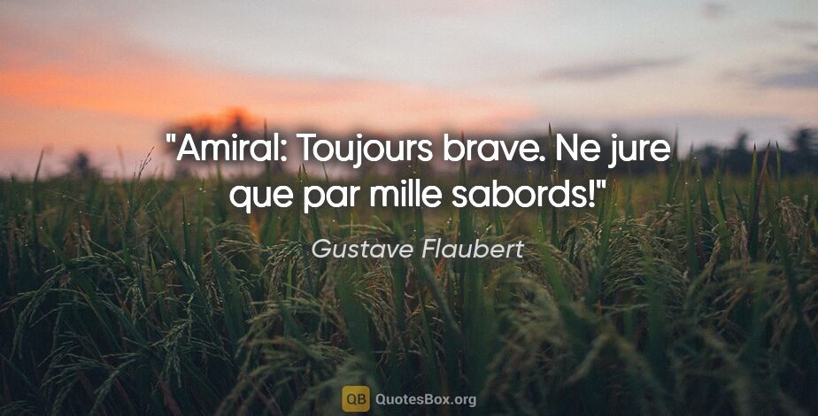 Gustave Flaubert citation: "Amiral: Toujours brave. Ne jure que par «mille sabords!»"