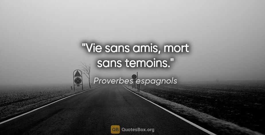 Proverbes espagnols citation: "Vie sans amis, mort sans temoins."