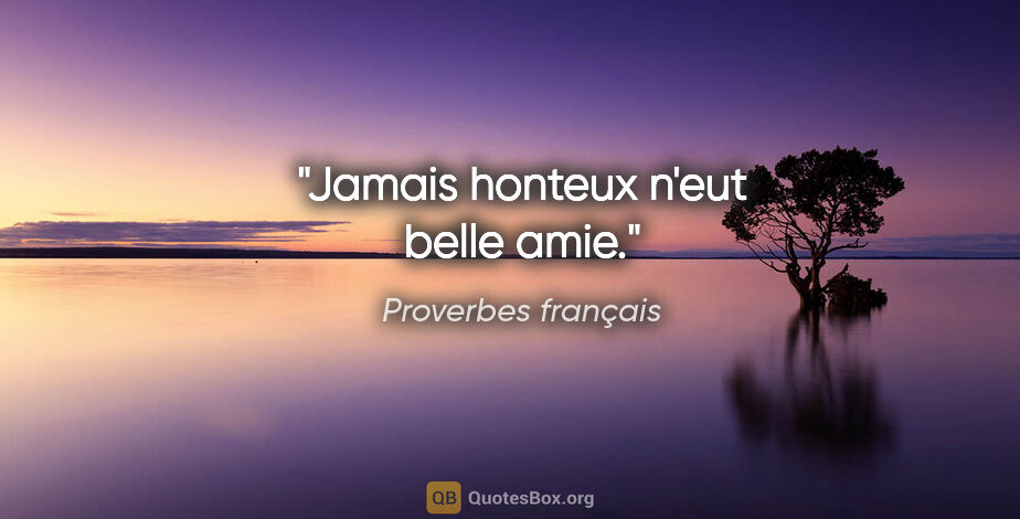 Proverbes français citation: "Jamais honteux n'eut belle amie."