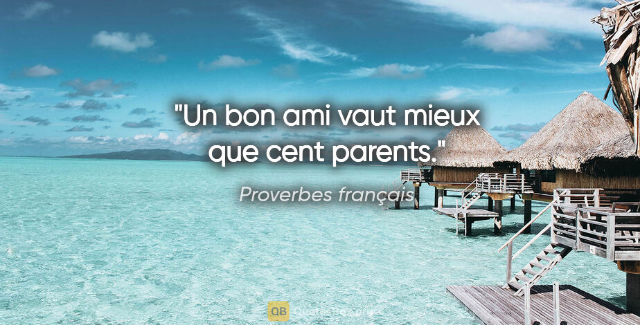 Proverbes français citation: "Un bon ami vaut mieux que cent parents."