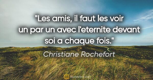Christiane Rochefort citation: "Les amis, il faut les voir un par un avec l'eternite devant..."