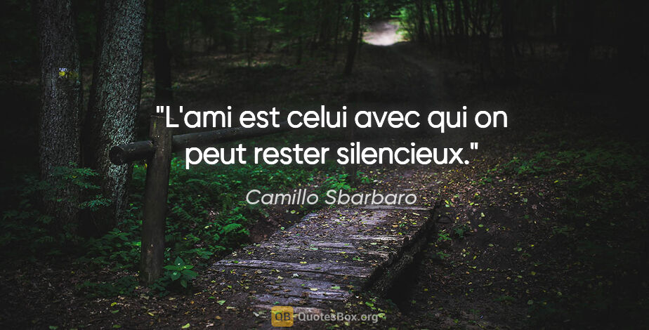 Camillo Sbarbaro citation: "L'ami est celui avec qui on peut rester silencieux."