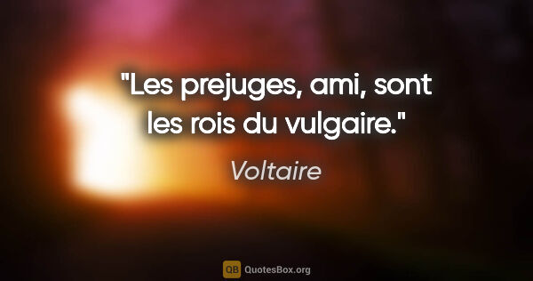 Voltaire citation: "Les prejuges, ami, sont les rois du vulgaire."