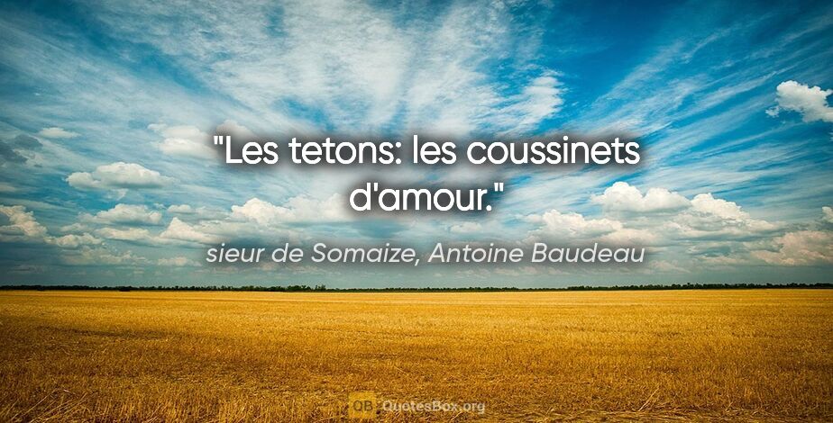 sieur de Somaize, Antoine Baudeau citation: "Les tetons: les coussinets d'amour."