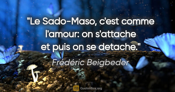 Frédéric Beigbeder citation: "Le Sado-Maso, c'est comme l'amour: on s'attache et puis on se..."