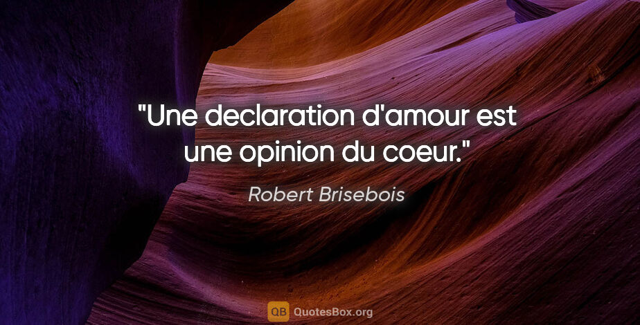 Robert Brisebois citation: "Une declaration d'amour est une opinion du coeur."