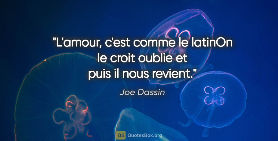 Joe Dassin citation: "L'amour, c'est comme le latinOn le croit oublie et puis il..."