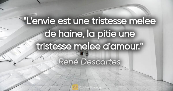 René Descartes citation: "L'envie est une tristesse melee de haine, la pitie une..."