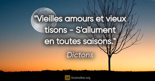 Dictons citation: "Vieilles amours et vieux tisons - S'allument en toutes saisons."