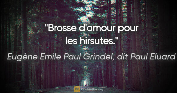 Eugène Emile Paul Grindel, dit Paul Eluard citation: "Brosse d'amour pour les hirsutes."