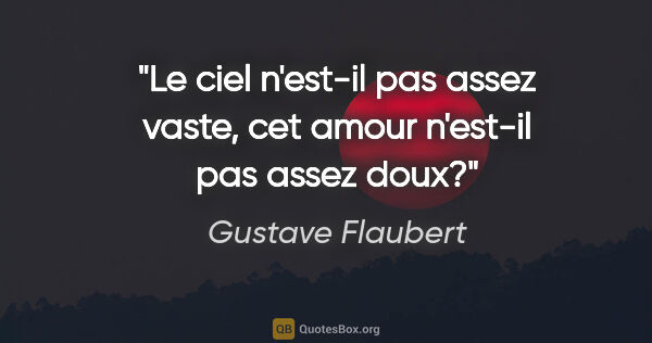 Gustave Flaubert citation: "Le ciel n'est-il pas assez vaste, cet amour n'est-il pas assez..."