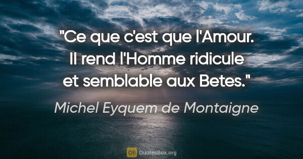 Michel Eyquem de Montaigne citation: "Ce que c'est que l'Amour. II rend l'Homme ridicule et..."