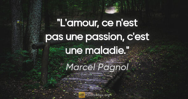 Marcel Pagnol citation: "L'amour, ce n'est pas une passion, c'est une maladie."