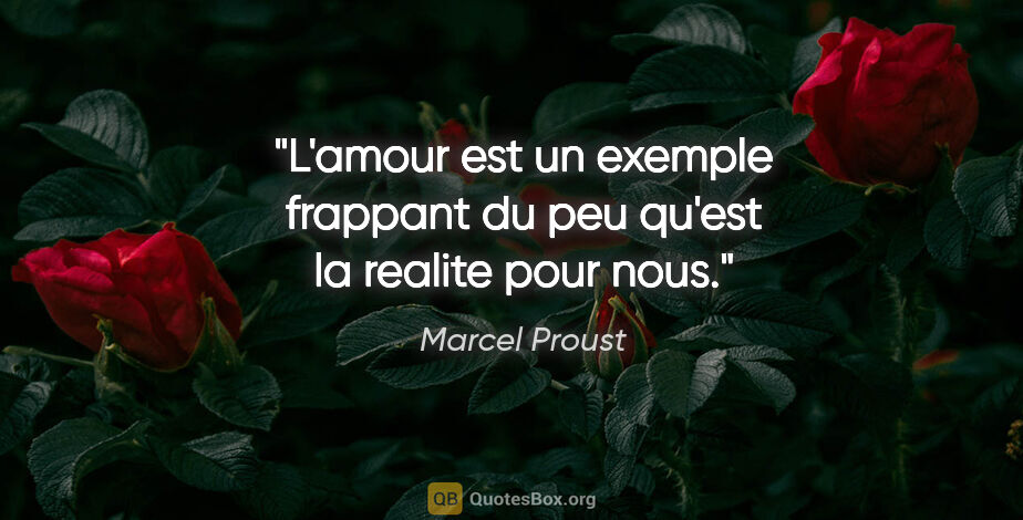 Marcel Proust citation: "L'amour est un exemple frappant du peu qu'est la realite pour..."