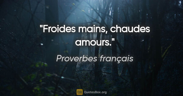 Proverbes français citation: "Froides mains, chaudes amours."