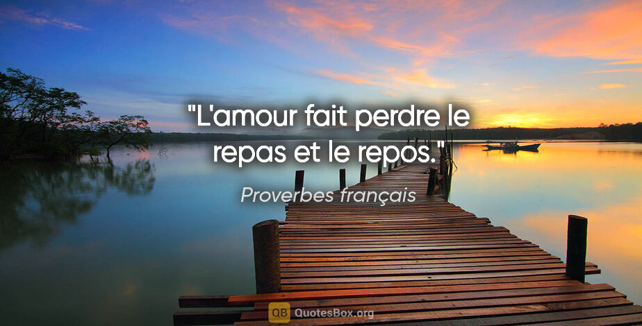 Proverbes français citation: "L'amour fait perdre le repas et le repos."