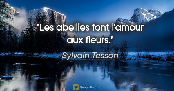 Sylvain Tesson citation: "Les abeilles font l'amour aux fleurs."