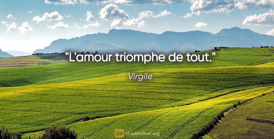 Virgile citation: "L'amour triomphe de tout."
