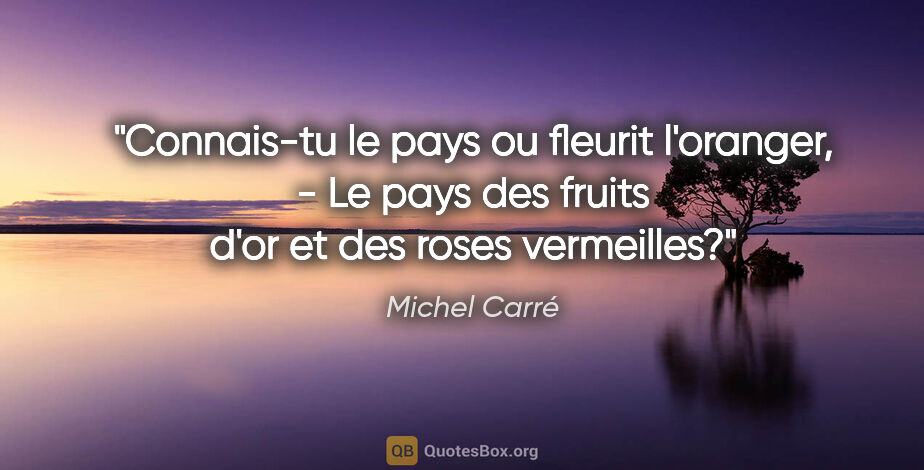 Michel Carré citation: "Connais-tu le pays ou fleurit l'oranger, - Le pays des fruits..."