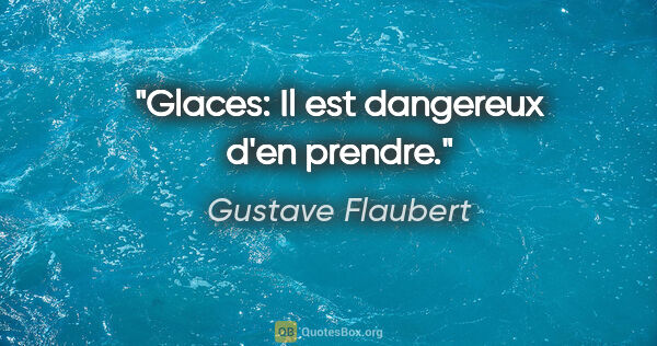 Gustave Flaubert citation: "Glaces: Il est dangereux d'en prendre."