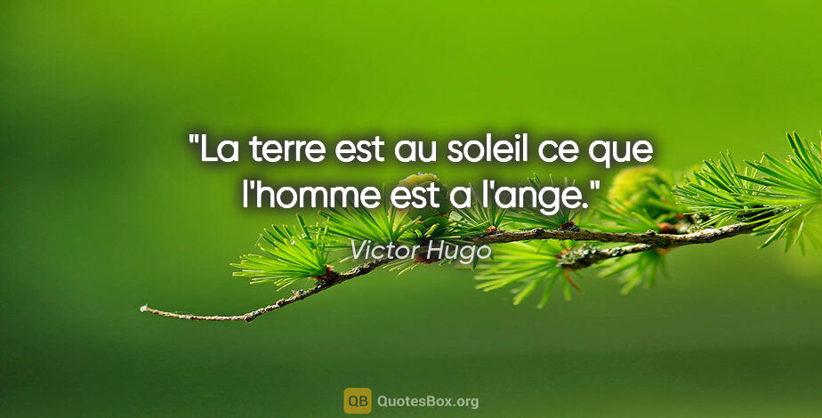 Victor Hugo citation: "La terre est au soleil ce que l'homme est a l'ange."