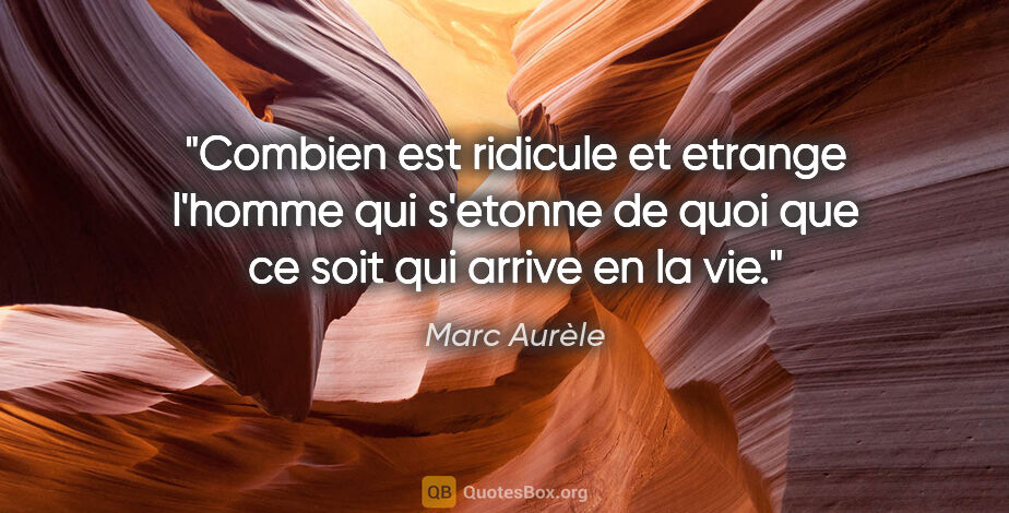 Marc Aurèle citation: "Combien est ridicule et etrange l'homme qui s'etonne de quoi..."