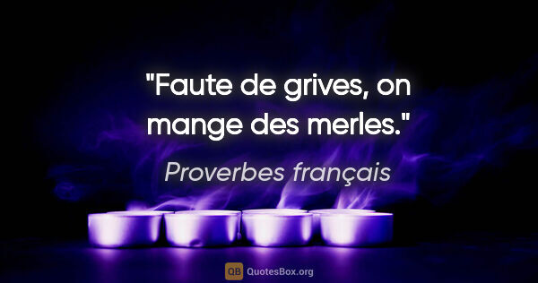 Proverbes français citation: "Faute de grives, on mange des merles."