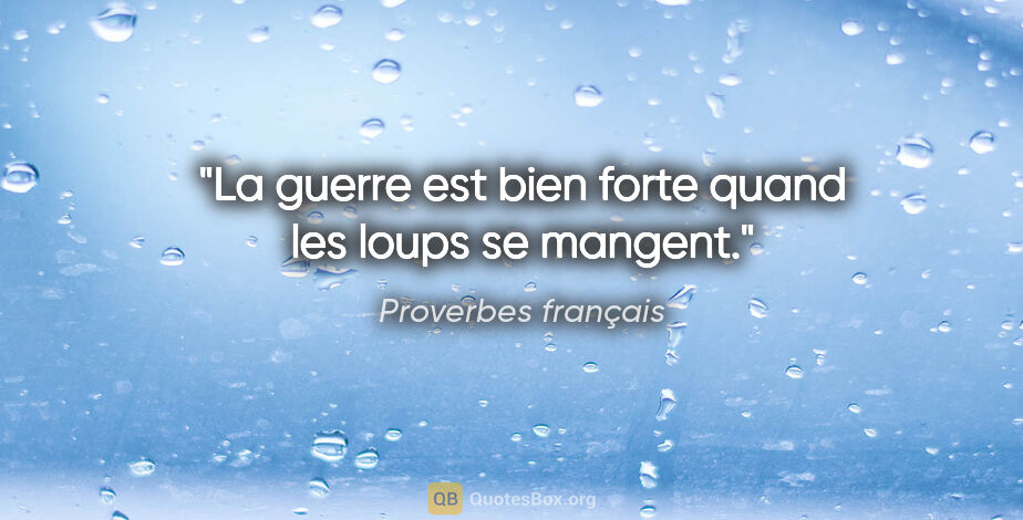 Proverbes français citation: "La guerre est bien forte quand les loups se mangent."