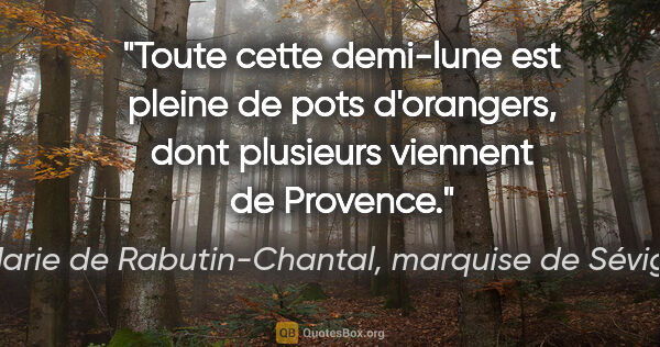 Marie de Rabutin-Chantal, marquise de Sévigné citation: "Toute cette demi-lune est pleine de pots d'orangers, dont..."