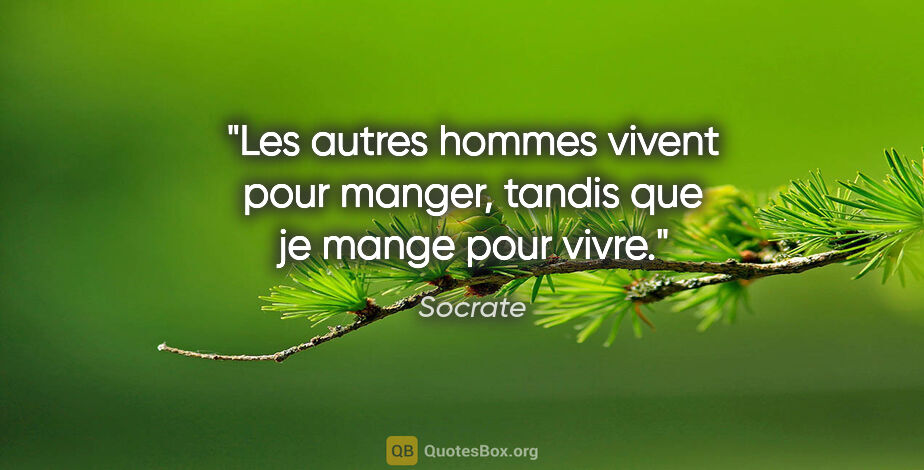 Socrate citation: "Les autres hommes vivent pour manger, tandis que je mange pour..."